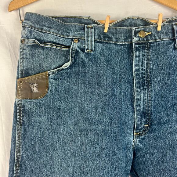 Wrangler Riggs Mens Jeans 42 x 32 Straight Leg Blue 103WAC5DT Workwear - Picture 2 of 8